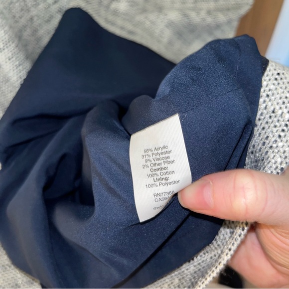 J. Crew Sheath Dress V-Neck Midi, Navy Blue and Gray - Picture 11 of 11